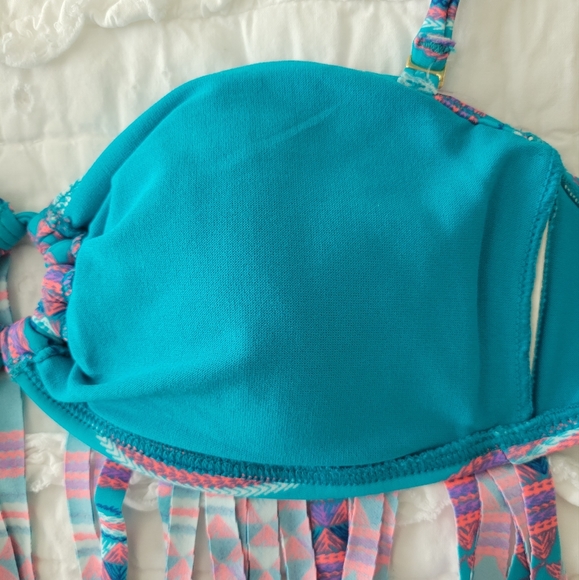 ROXY Fringe Bohemian Aztec Bandeau Bikini Top S NWT Festival Ready Convertible - Picture 5 of 11